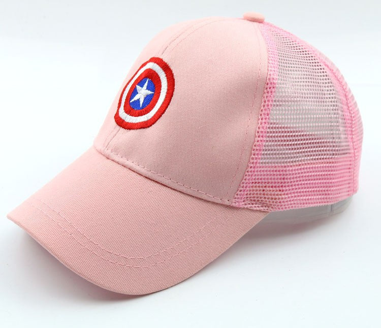 Wholesale Red Solid Color Kids Baseball Cap With Wide Brim Sunscreen Dome Top Trendy Gift