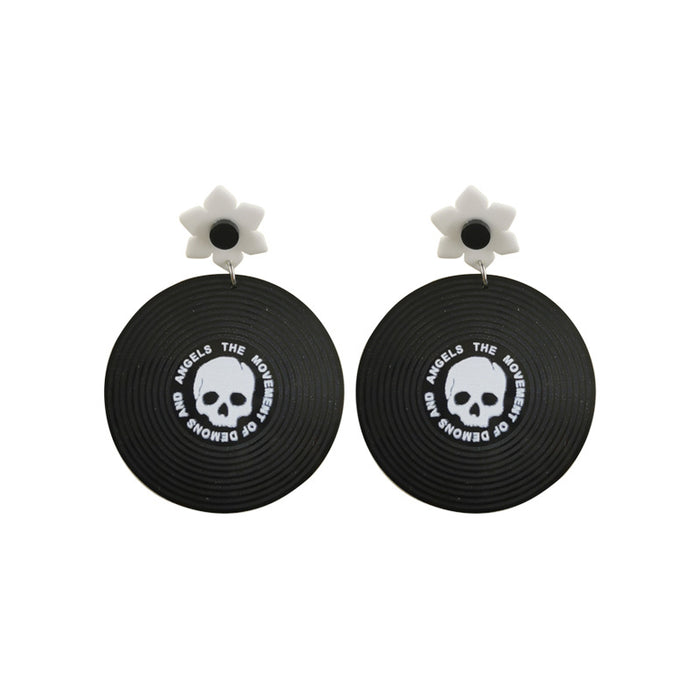 Wholesale Halloween Series Skull Ghost Death Flower Love Acrylic Printing Earrings JDC-ES-QingM001