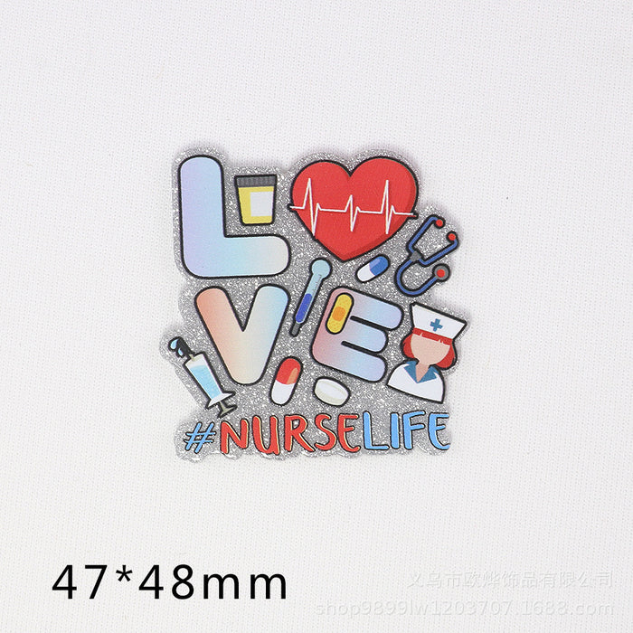 Wholesale Cartoon Letter Beverage Acrylic Pin DIY Patch Accessories JDC-FK-OuYie006