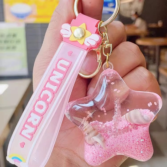 Wholesale Acrylic Starfish Oil Quicksand Bottle Cartoon Keychain JDC-KC-RunX016