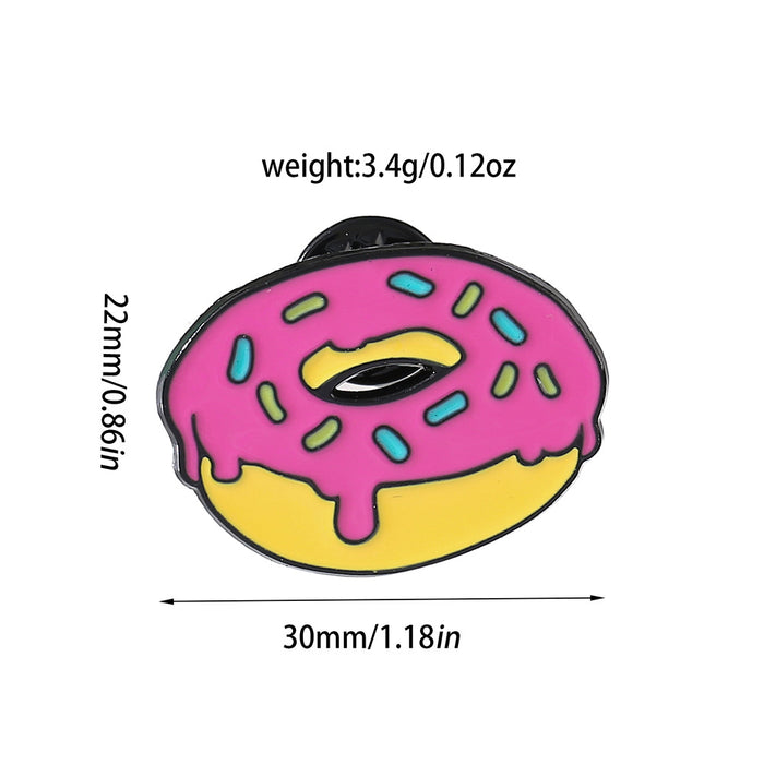 Wholesale Donut Shape Metal Enamel Brooch Electroplated Pin Trendy Food Jewelry Accessory For Party Gift And Everyday Wear
