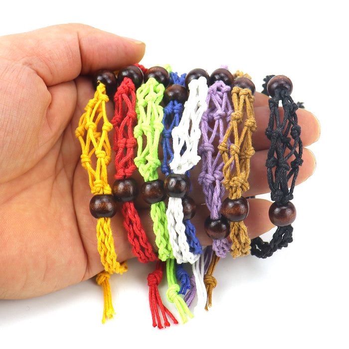 Wholesale Hand-woven Net Bag Bracelet with Adjustable Bracelet JDC-BT-HXu002