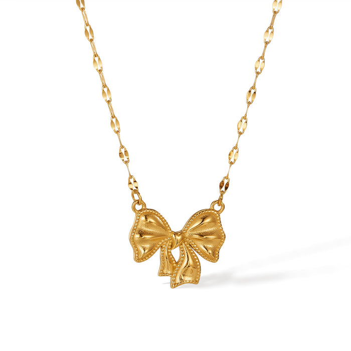 Wholesale Stainless steel niche fashion temperament butterfly bow titanium steel lock chain