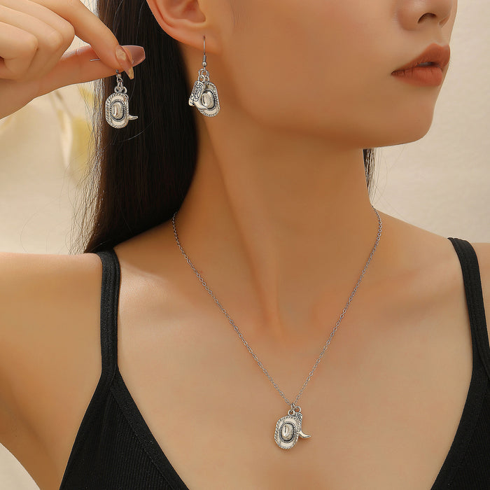 Wholesale Bohemian Ethnic Style Zinc Alloy Jewelry Set Cow Head Design Necklace and Bracelet