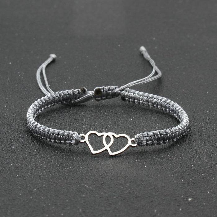 Wholesale New Stainless Steel Double Love Bracelet Couple Hand Rope Hand Woven Adjustable Red Rope Bracelet Friendship Handpiece JDC-BT-SX008