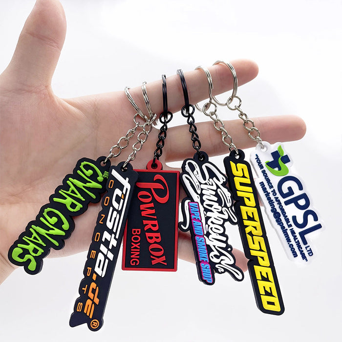 Wholesale PVC Keychain customized three-dimensional cute cartoon key ring soft rubber key ring 3d letter key chain customized