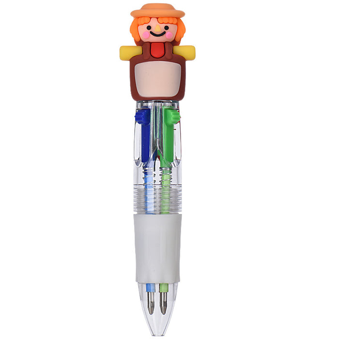 Wholesale Cute Thanksgiving Mini Four-color Ballpoint Pen Children' s Multicolor Hand Journal Marker Pen Student Stationery