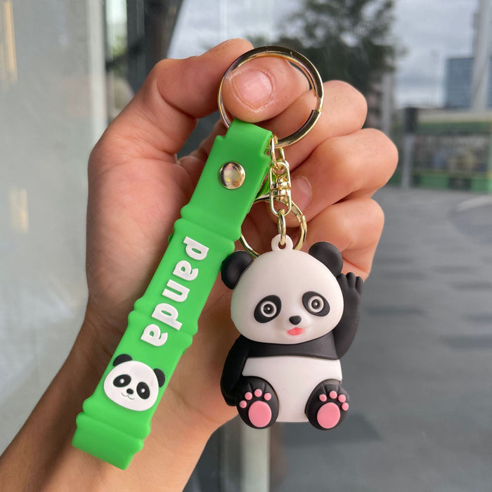 Wholesale Cartoon Bamboo Panda Keychain Bag Pendant Car Keychain Cute Doll Couple Small Gift Wholesale