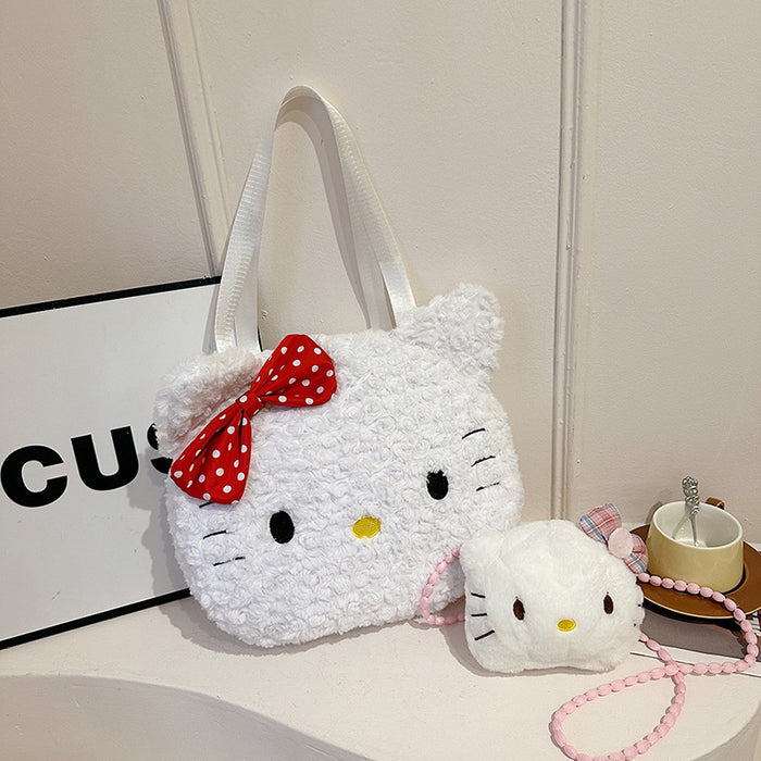 Wholesale Cartoon travel large capacity plush bag, women's tote bag, cute shoulders