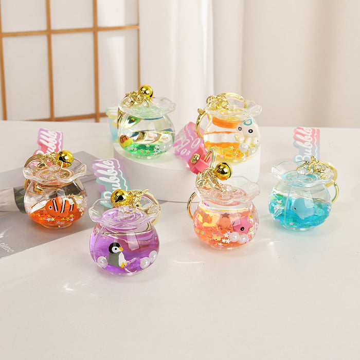 Wholesale Oil-Filled Bottle Aquarium Marine Animal Keychain
