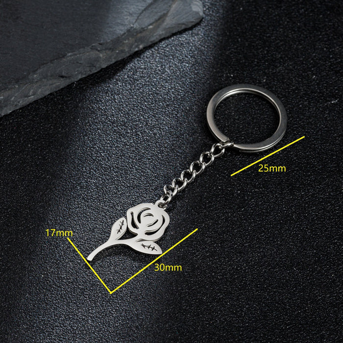 Wholesale Stainless Steel Simple Flower Pendant Keychain JDC-KC-JiS001