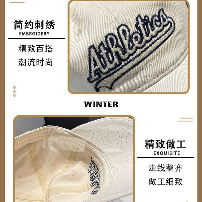 Wholesale Vintage baseball cap with widened embroidered letters, versatile sun shading duckbill cap