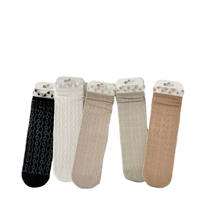 Wholesale Mesh lace long socks, thin and cute lace pile socks