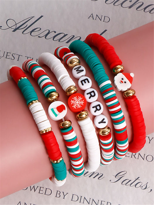 Wholesale Jewelry Christmas Bracelet Polymer Clay Stacking Bracelet Set