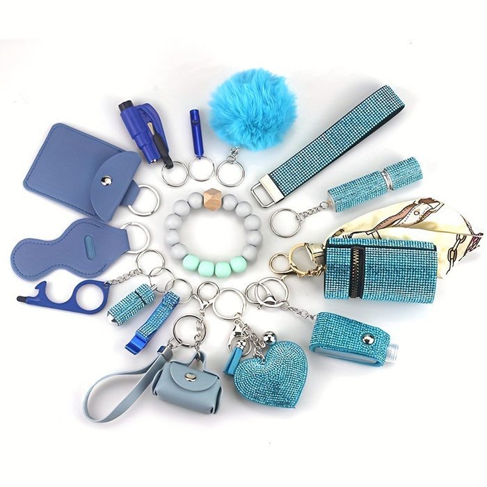 Wholesale Silver Self Defense 15 Piece Keychain Set For Adults Everyday Carry Gift