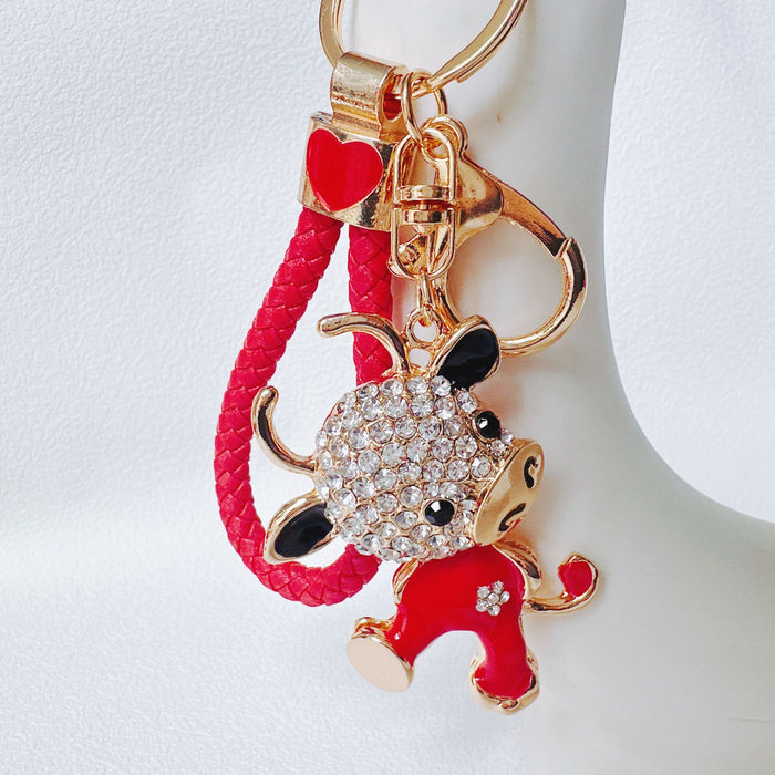 Wholesale Rhinestone Dancing Calf Zinc Alloy Keychain JDC-KC-ZhanLun006