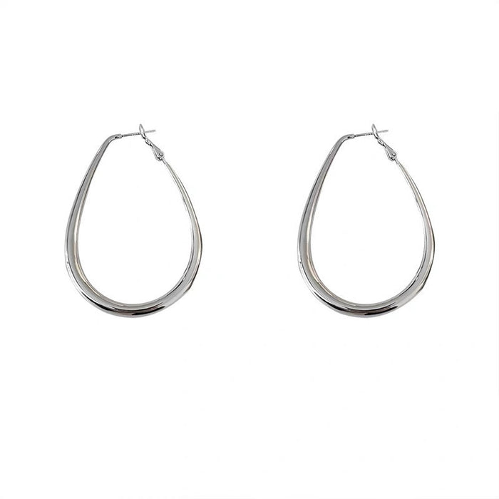 Wholesale Plain ring earrings, light luxury temperament, exaggerated earrings, silver needle earrings