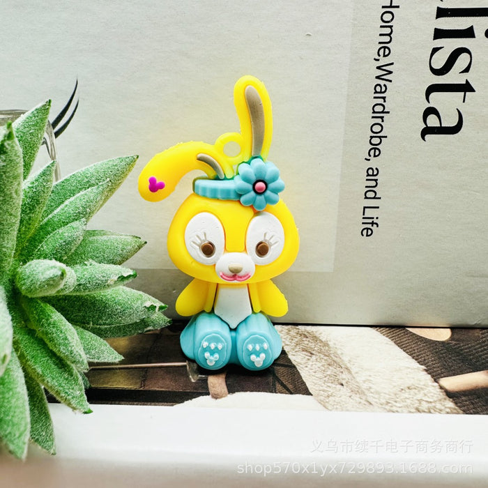 Wholesale Cartoon sitting keychain DIY soft plastic figurine car keychain