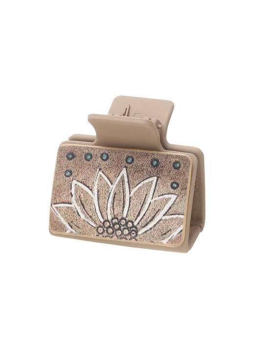 Wholesale Western Style Medium Leather Hairpin Sunflower Shark Clip Women' s Grab Clip