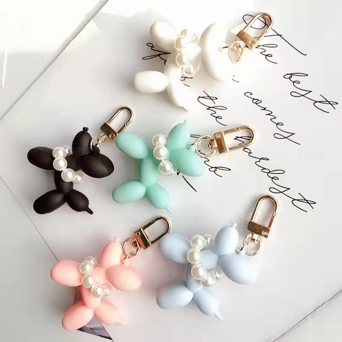 Wholesale  Pearl puppy car key chain pendant cute cartoon balloon dog bag decoration