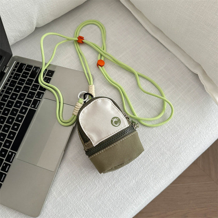 Wholesale contrast color schoolbag coin purse mini keychain pendant portable boys and girls earphone certificate storage pouch