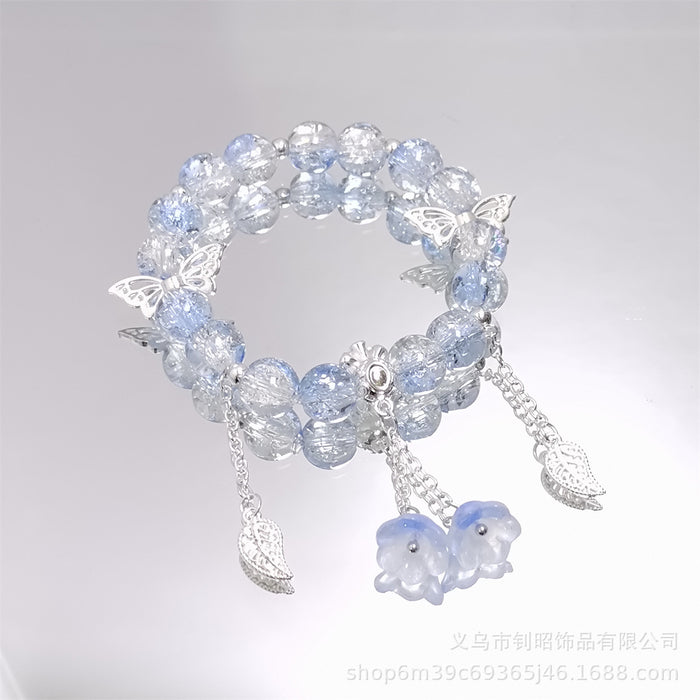 Wholesale Chic Crystal Lily of the Valley Bracelet Butterfly Design Fashion Accessory