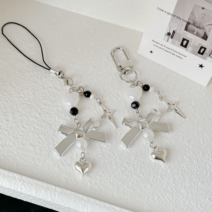 Wholesale Mobile Phone Chain silver Bow Joker Pendant