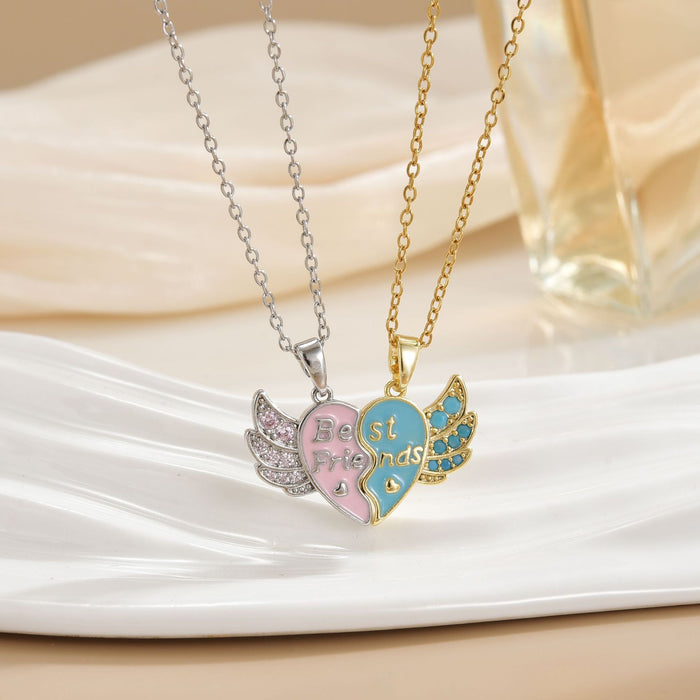 Wholesale Cartoon rainbow heart magnetic interlocking choker necklace