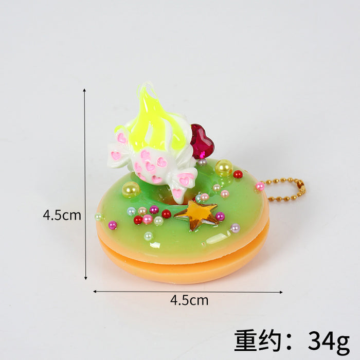 Wholesale PVC Donut Keychain Simulated Dessert Pendant Chic Bag Charm And Car Key Accessory MOQ≥5