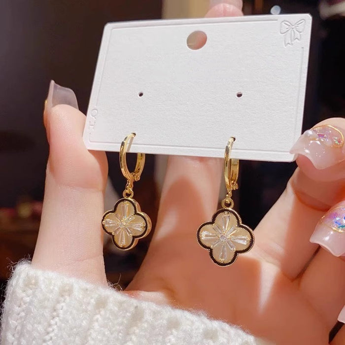 Wholesale Exquisite and versatile zircon crystal earrings with ear buckles, featuring a niche earring design