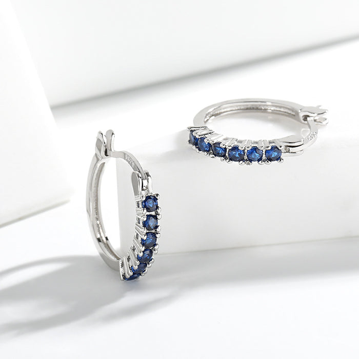 Wholesale Niche Diamond Ear Buckle Elegant Earrings Earrings Colorful Sapphire