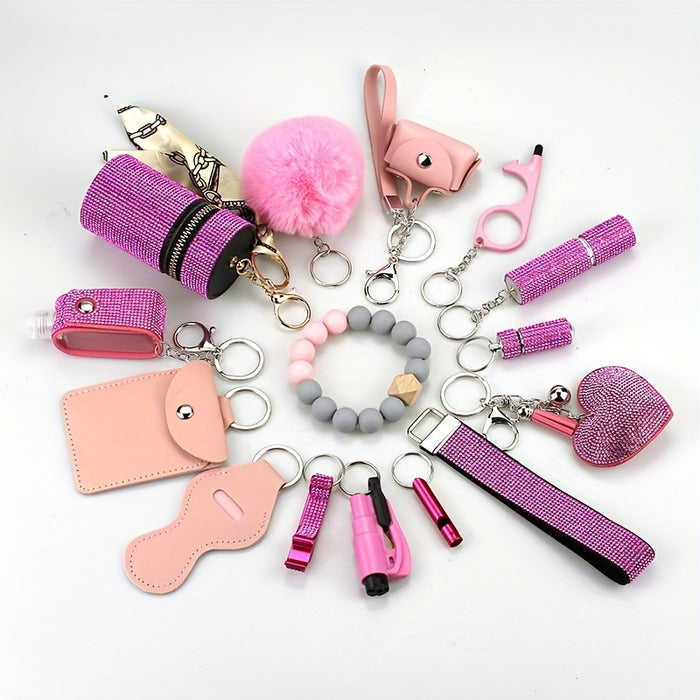 Wholesale Silver Self Defense 15 Piece Keychain Set For Adults Everyday Carry Gift