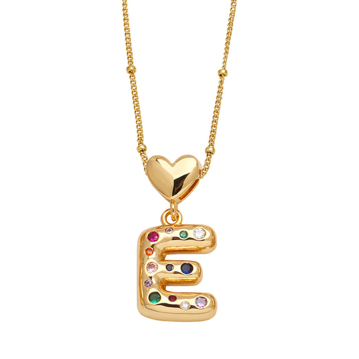 Wholesale  Love  English Letter Necklace Women's Color Zircon Gold Plated Clavicle Chain