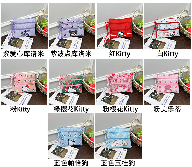 Wholesale Cute Cartoon Cat Kids Coin Purse for Girls Nylon Zipper Pouch School Supply