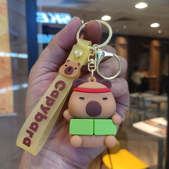 Wholesale Capibala keychain pendant, summer cute fruit doll, student backpack, keychain gift wholesale