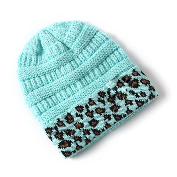 Wholesale Winter warm leopard print knitted hat