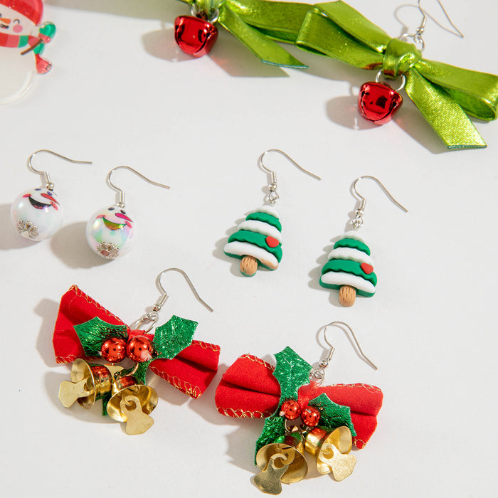 Wholesale Alloy Christmas Earrings Set with Bells and Snowman Design MOQ≥2