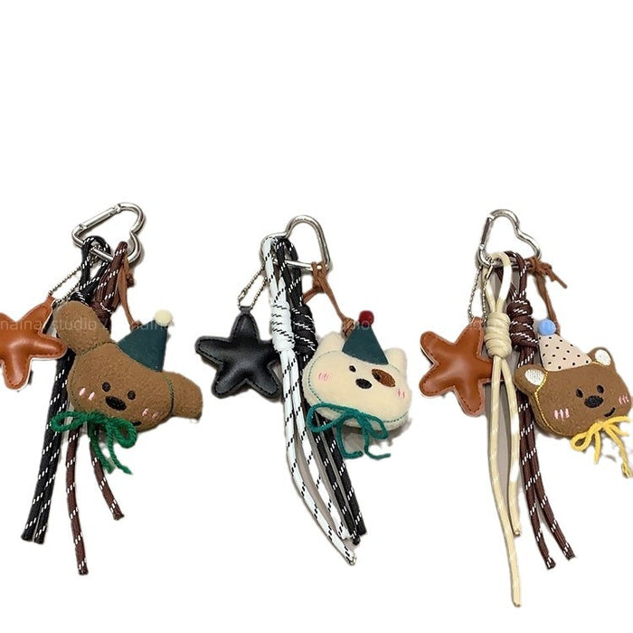 Wholesale Cute Plush Bear Pendant  Climber Rope Hand Rope Cartoon Doll Bag Hanging Car Keychain