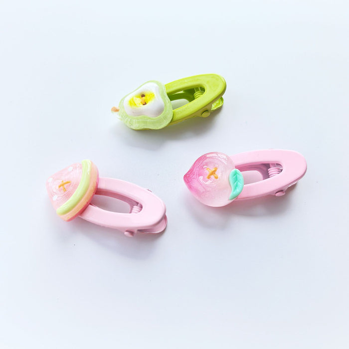 Wholesale Fruit side clip cute children's hair clip dopamine oval clip sweet wind hairpin
