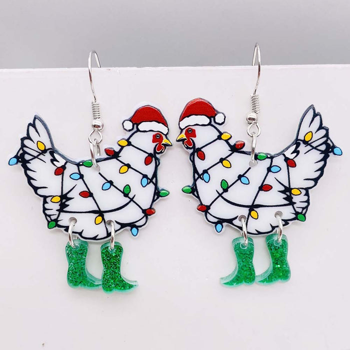 Wholesale Christmas earrings snowflake  candy snowman acrylic earrings Christmas ornaments gift