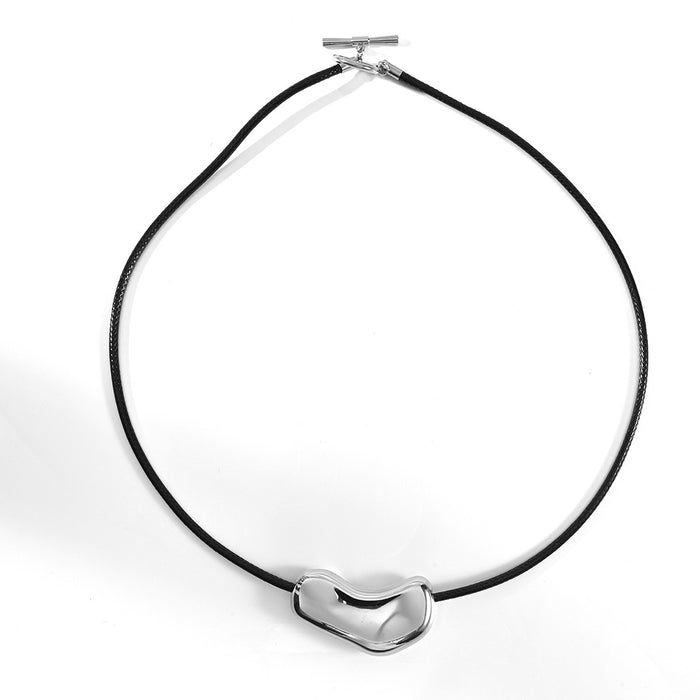 Wholesale Fashionable, versatile, personalized, irregular stainless steel leather rope necklace with color preservation and electroplating