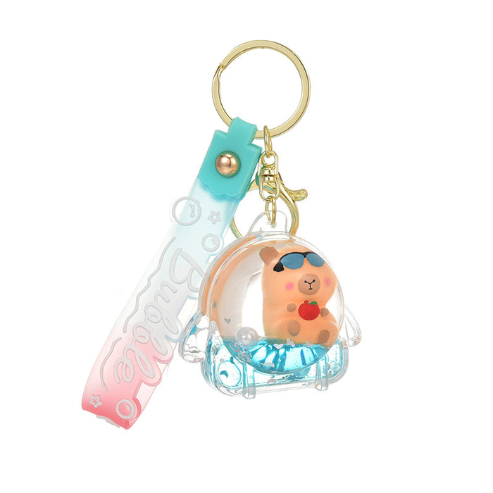 Wholesale Creative Sand Flow Bottle Oil Keychain