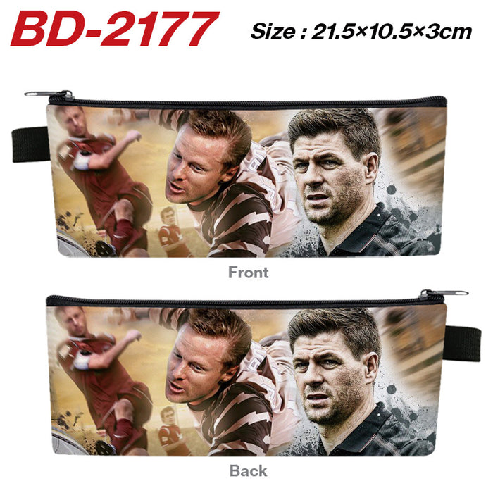 Wholesale Stylish PU Leather Zipper Pencil Pouch Cartoon Sports Team Stationery Organizer For Students Gift