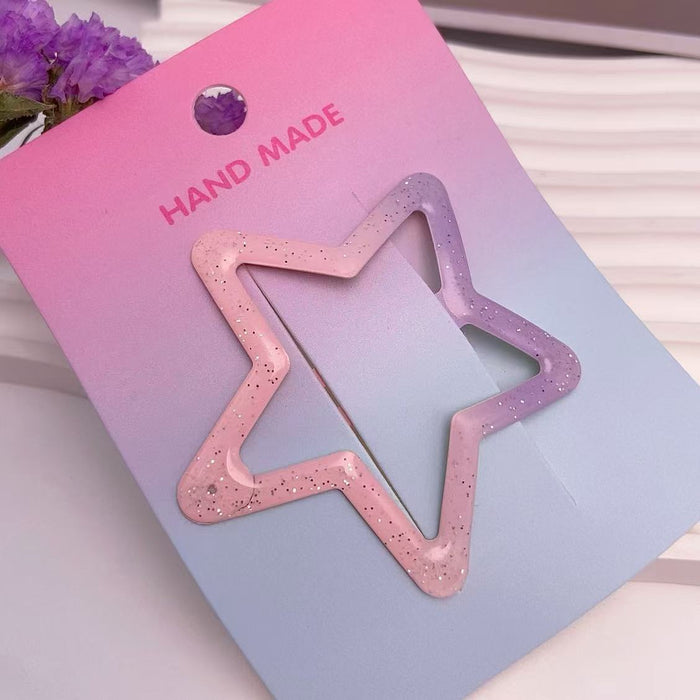 Wholesale Large gradient fine sparkling pentagram side, forehead with broken hair, cute star hairpin hair accessory