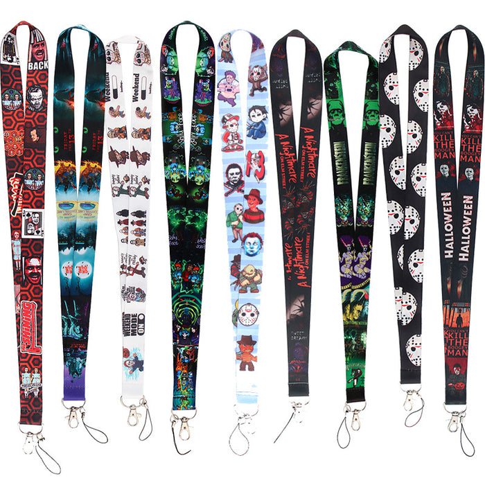 Wholesale Horror and thriller themed long phone lanyard with chest strap