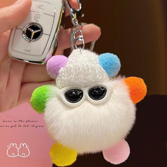 Wholesale Cute bag ornaments Rex rabbit fur small bristle plush doll small bristle car keychain mobile phone pendant