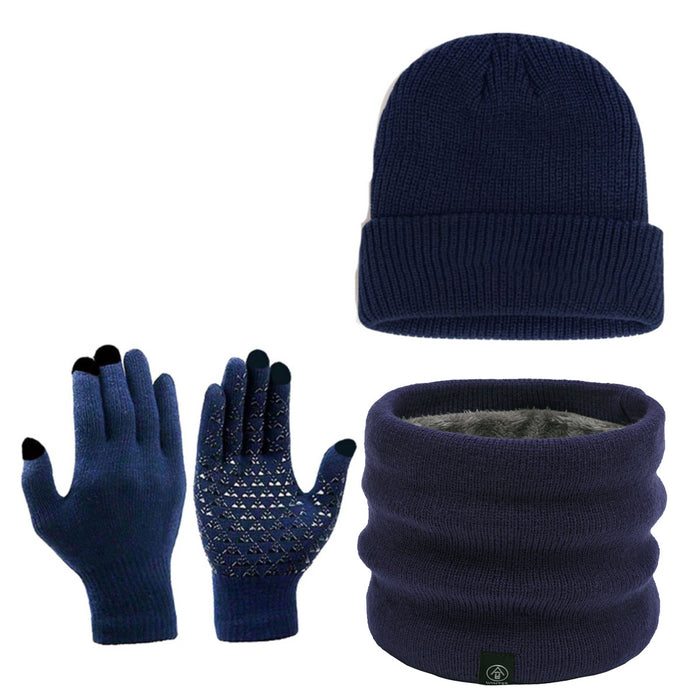 Wholesale Three-Piece Set  Knit Hat Touchscreen Gloves Neck Warmer  Thickened