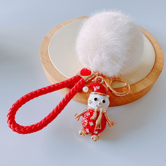 Wholesale Rhinestone Oil Drop Christmas Hat Shoes Snowman Sika Deer Hair Ball Zinc Alloy Keychain JDC-KC-ZhanLun019