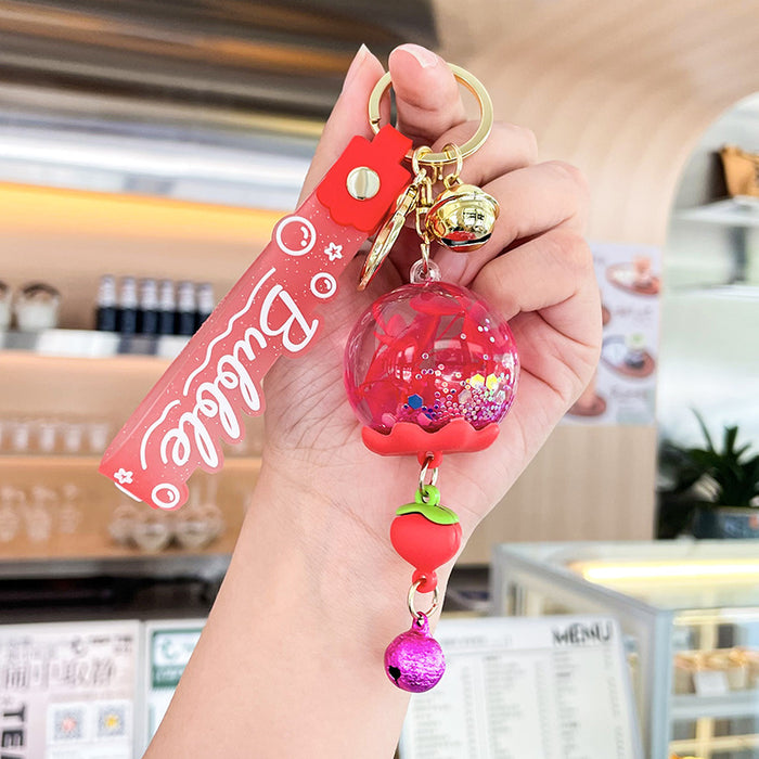 Wholesale Acrylic Oil-filled Wind Chime Quicksand Floating Doll Keychain JDC-KC-Benxin024