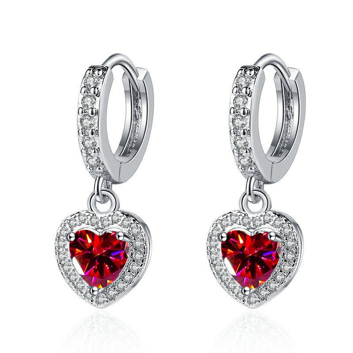 Wholesale Copper Inlaid Zircon Heart Earrings